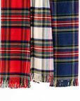 Royal Stewart Tartan Plaid, Merino Wool Holiday Throw Blanket, Beige Red, 50"x70"