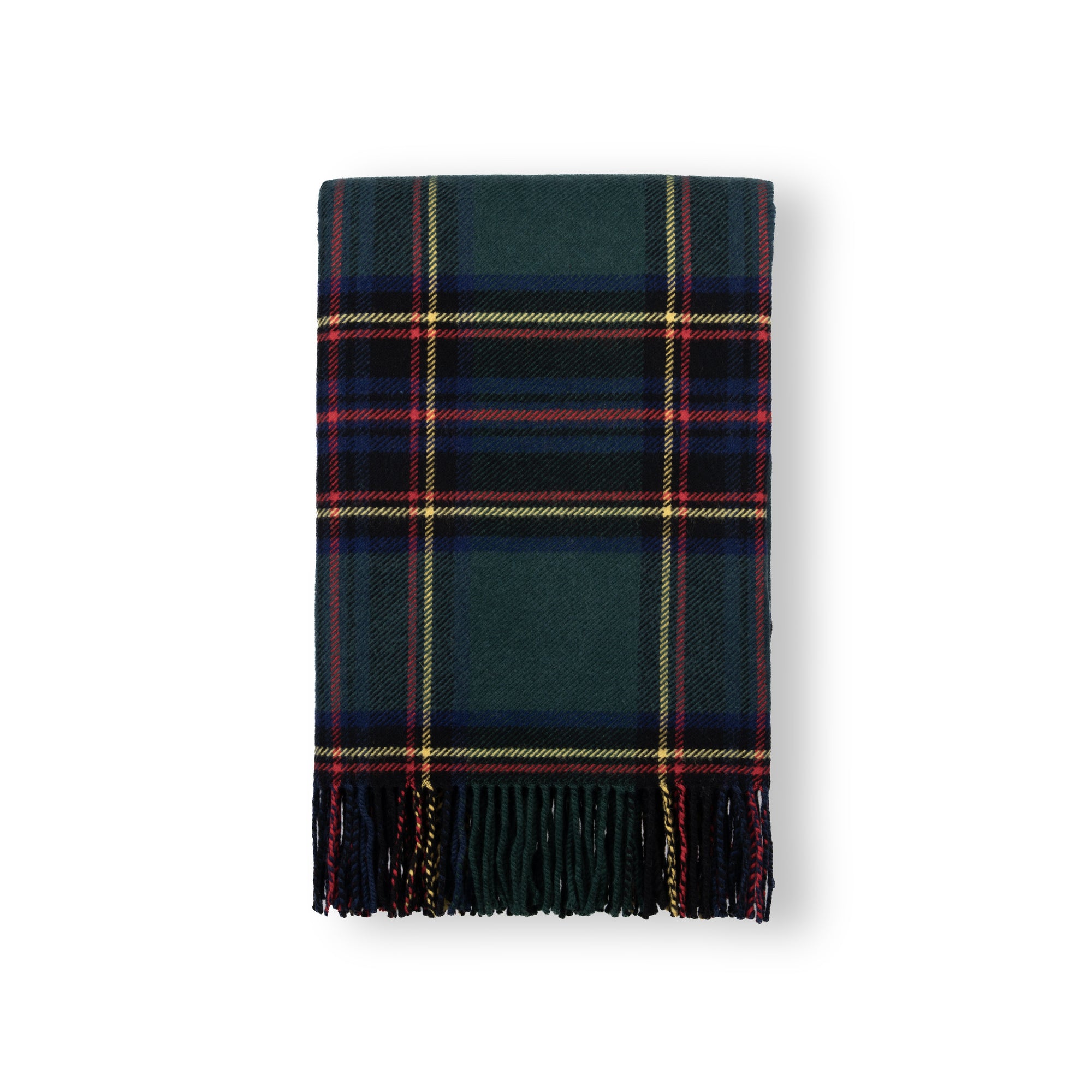 Black Watch Tartan Plaid, Merino Wool Decorative Throw Blanket, Hunter Green Navy, 50"x70"