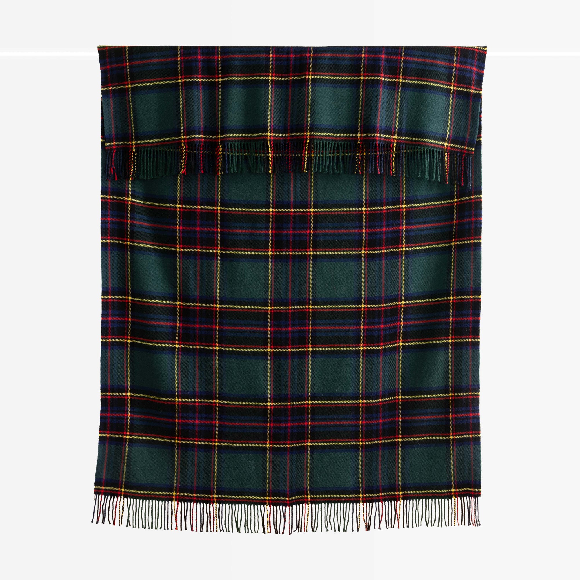 Black Watch Tartan Plaid, Merino Wool Decorative Throw Blanket, Hunter Green Navy, 50"x70"