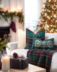 Black Watch Tartan Plaid, Merino Wool Decorative Throw Blanket, Hunter Green Navy, 50"x70"