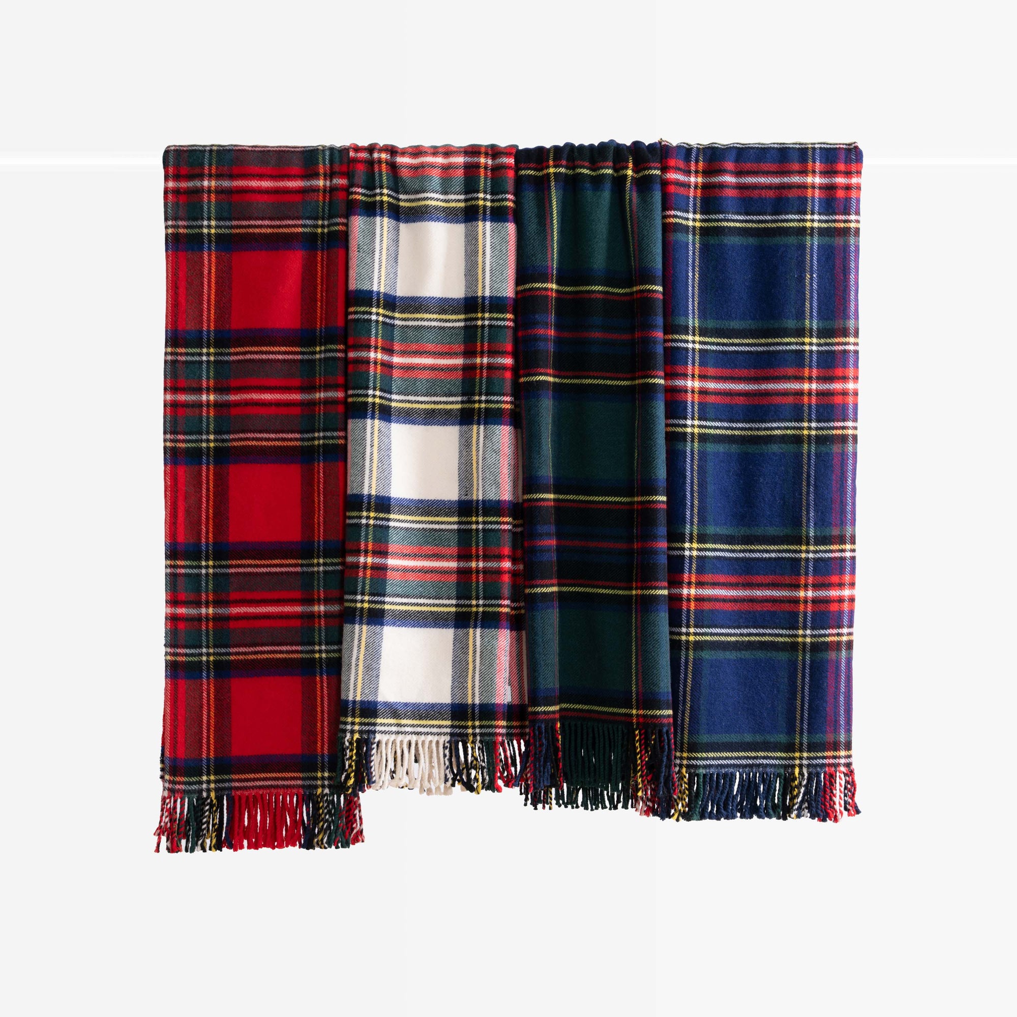 Royal Stewart Tartan Plaid, Merino Wool Cozy Throw Blanket, Navy Red, 50"x70"