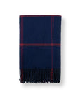 Chatham Windowpane, Merino Wool Decorative Throw Blanket, Navy Red, 50"x70"