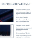 Chatham Windowpane, Merino Wool Decorative Throw Blanket, Navy Red, 50"x70"