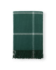 Chatham Windowpane, Merino Wool Plaid Throw Blanket, Hunter Green , 50"x70"