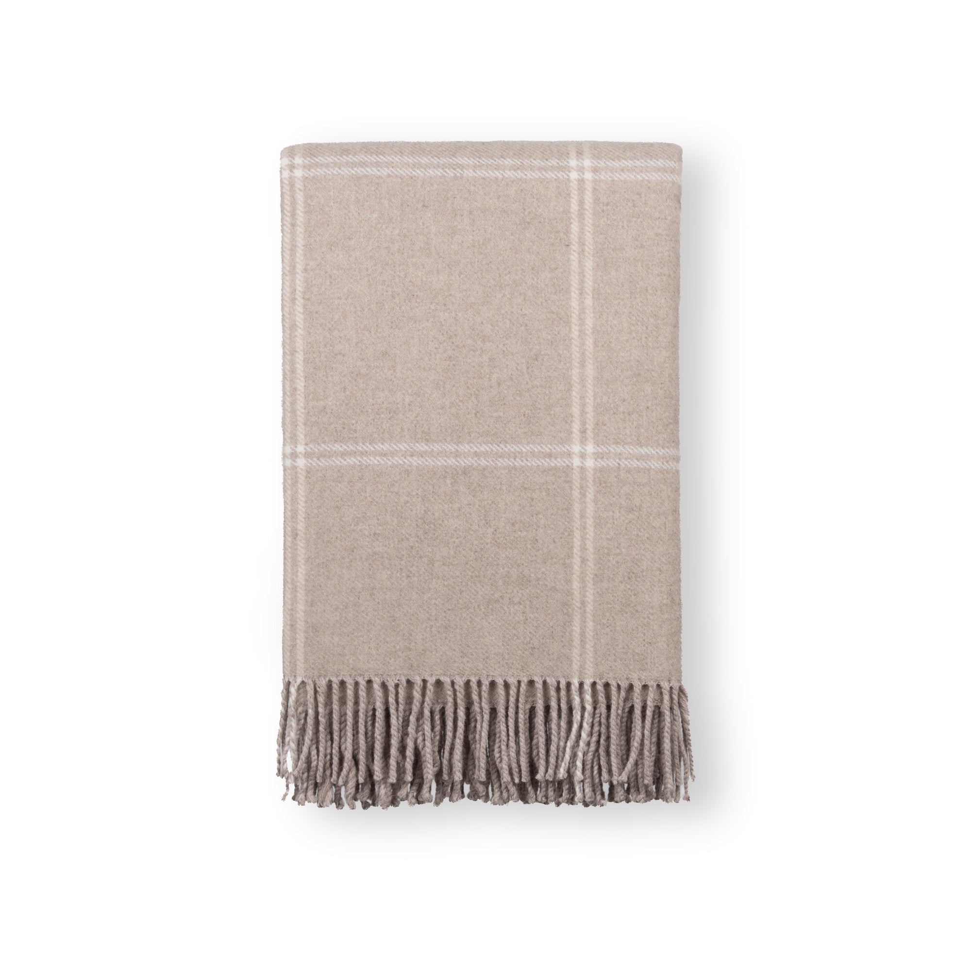 Chatham Windowpane, Merino Wool Christmas Throw Blanket, Classic Camel, 50"x70"