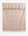 Chatham Windowpane, Merino Wool Christmas Throw Blanket, Classic Camel, 50"x70"