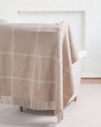 Chatham Windowpane, Merino Wool Christmas Throw Blanket, Classic Camel, 50"x70"