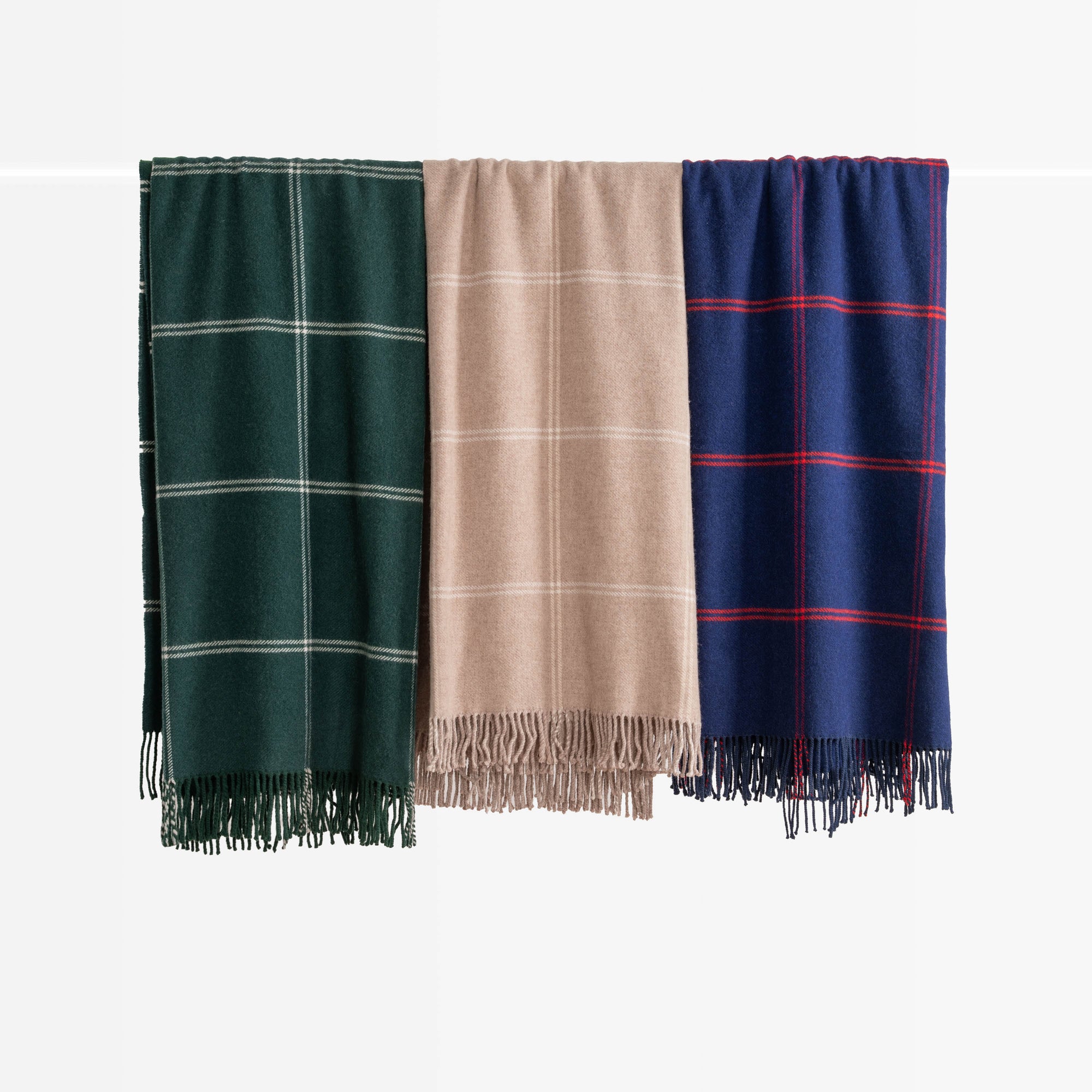 Chatham Windowpane, Merino Wool Christmas Throw Blanket, Classic Camel, 50"x70"