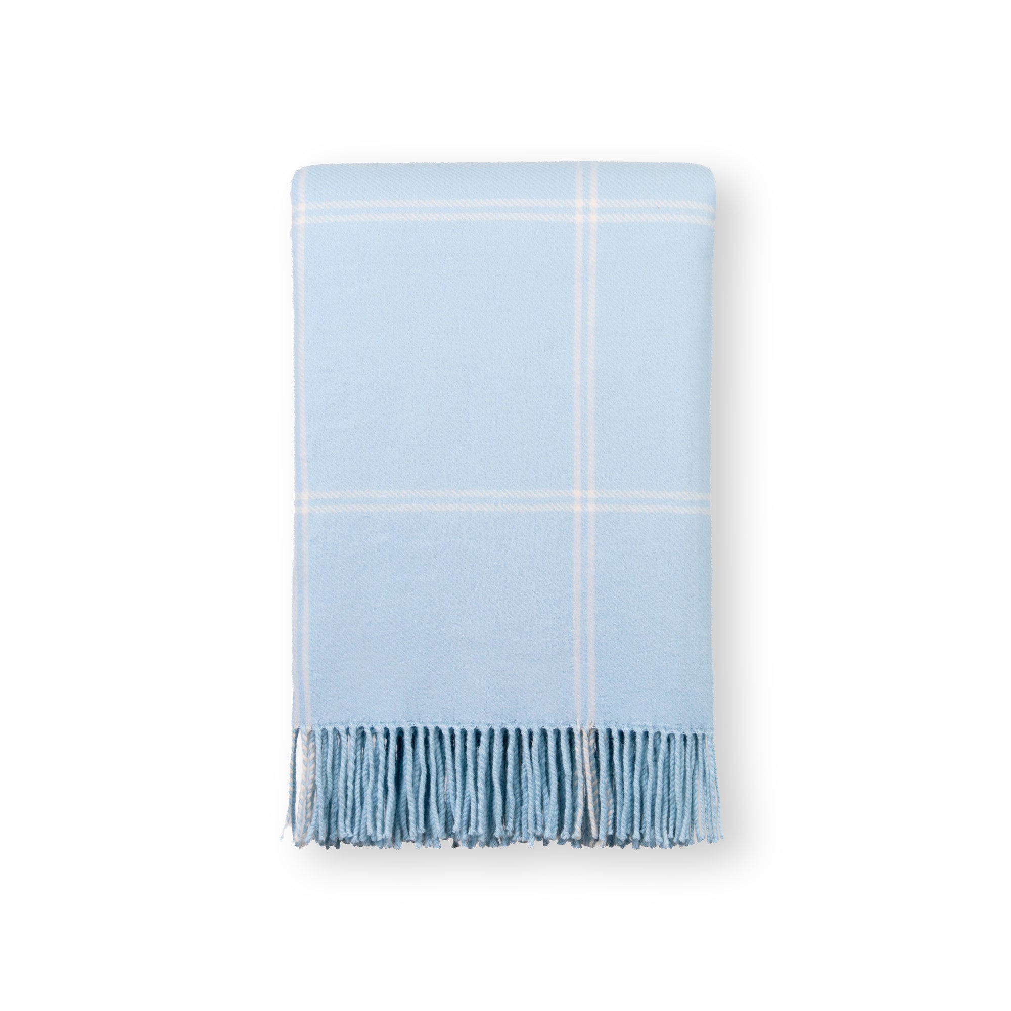 Chatham Windowpane, Merino Wool Coastal Throw Blanket, Dusty Blue, 50"x70"