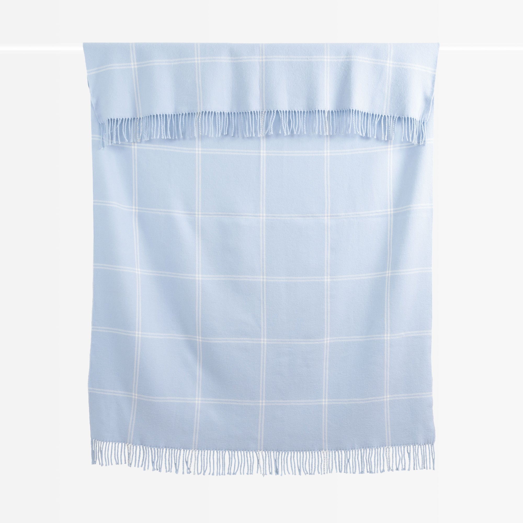 Chatham Windowpane, Merino Wool Coastal Throw Blanket, Dusty Blue, 50"x70"