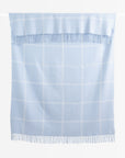 Chatham Windowpane, Merino Wool Coastal Throw Blanket, Dusty Blue, 50"x70"
