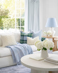 Chatham Windowpane, Merino Wool Coastal Throw Blanket, Dusty Blue, 50"x70"