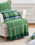Chatham Windowpane, Merino Wool Cozy Throw Blanket, Sage Green, 50"x70"