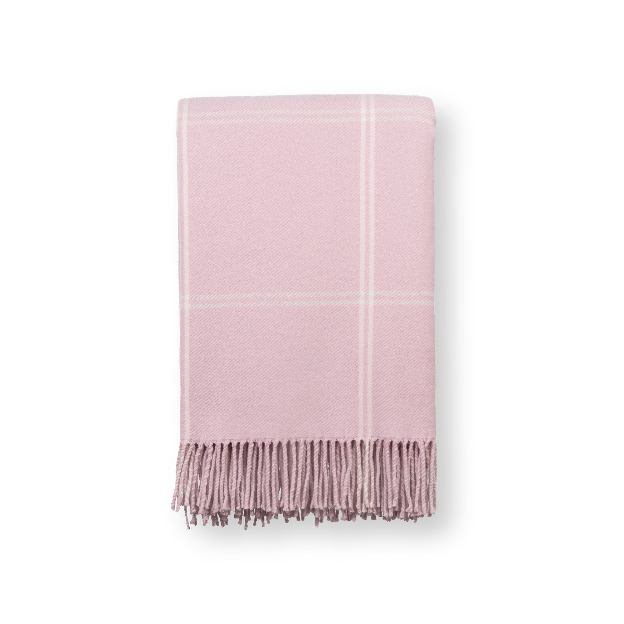 Chatham Windowpane, Merino Wool Pastel Throw Blanket, Vintage Pink, 50"x70"