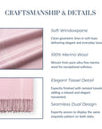 Chatham Windowpane, Merino Wool Pastel Throw Blanket, Vintage Pink, 50"x70"