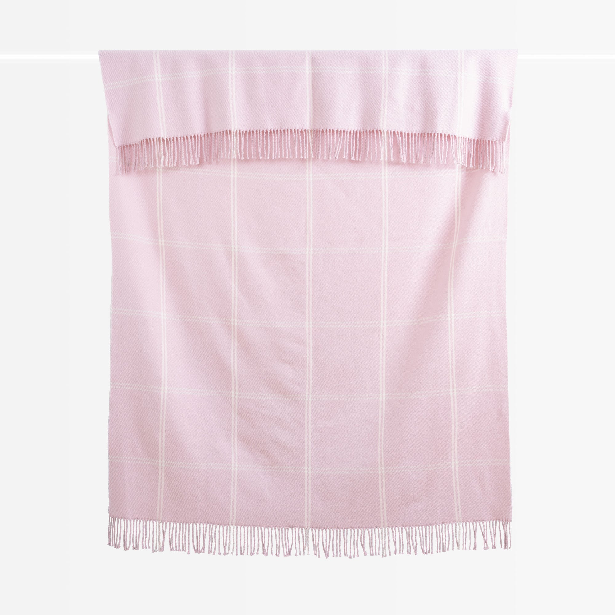 Chatham Windowpane, Merino Wool Pastel Throw Blanket, Vintage Pink, 50"x70"