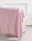 Chatham Windowpane, Merino Wool Pastel Throw Blanket, Vintage Pink, 50"x70"