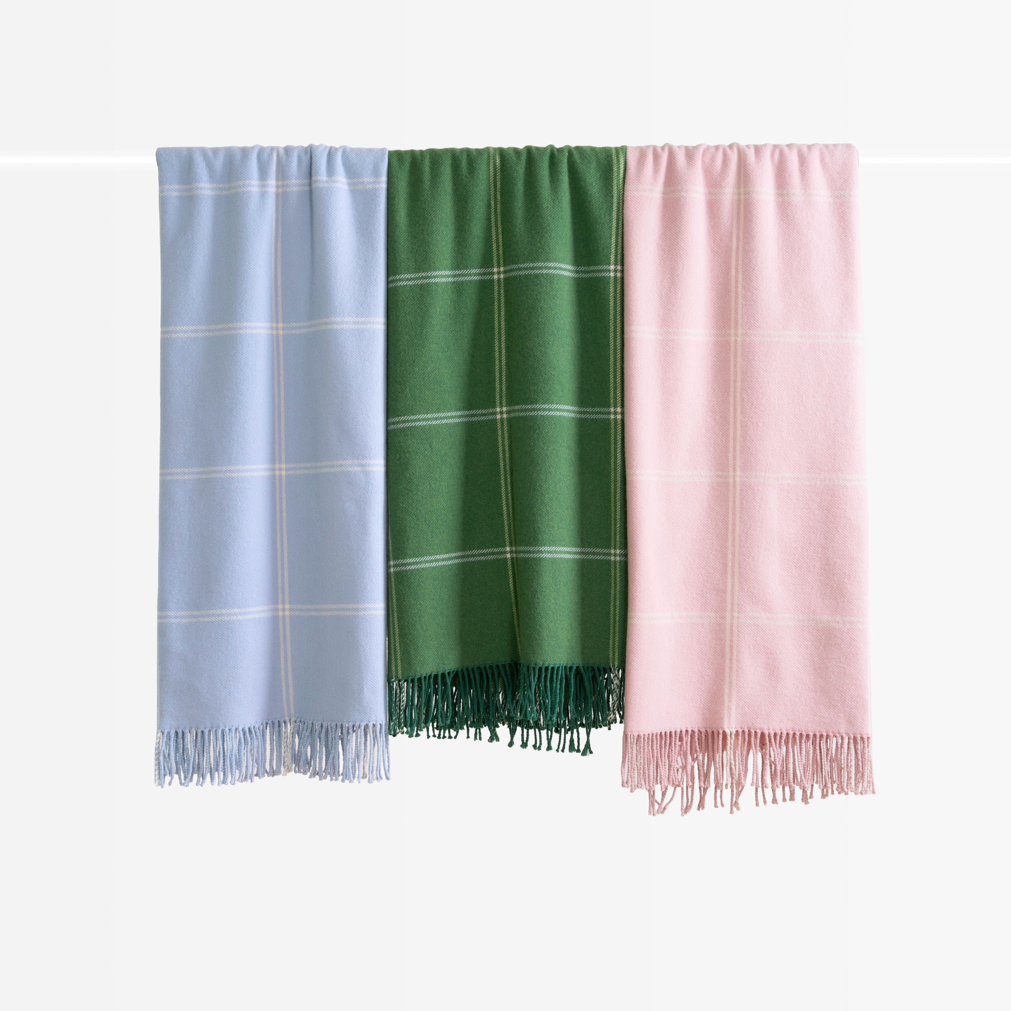 Chatham Windowpane, Merino Wool Coastal Throw Blanket, Dusty Blue, 50"x70"