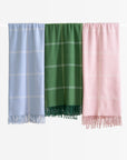 Chatham Windowpane, Merino Wool Coastal Throw Blanket, Dusty Blue, 50"x70"