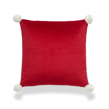 Christmas Throw Pillow Cover, Velvet Red with Tassels, 18