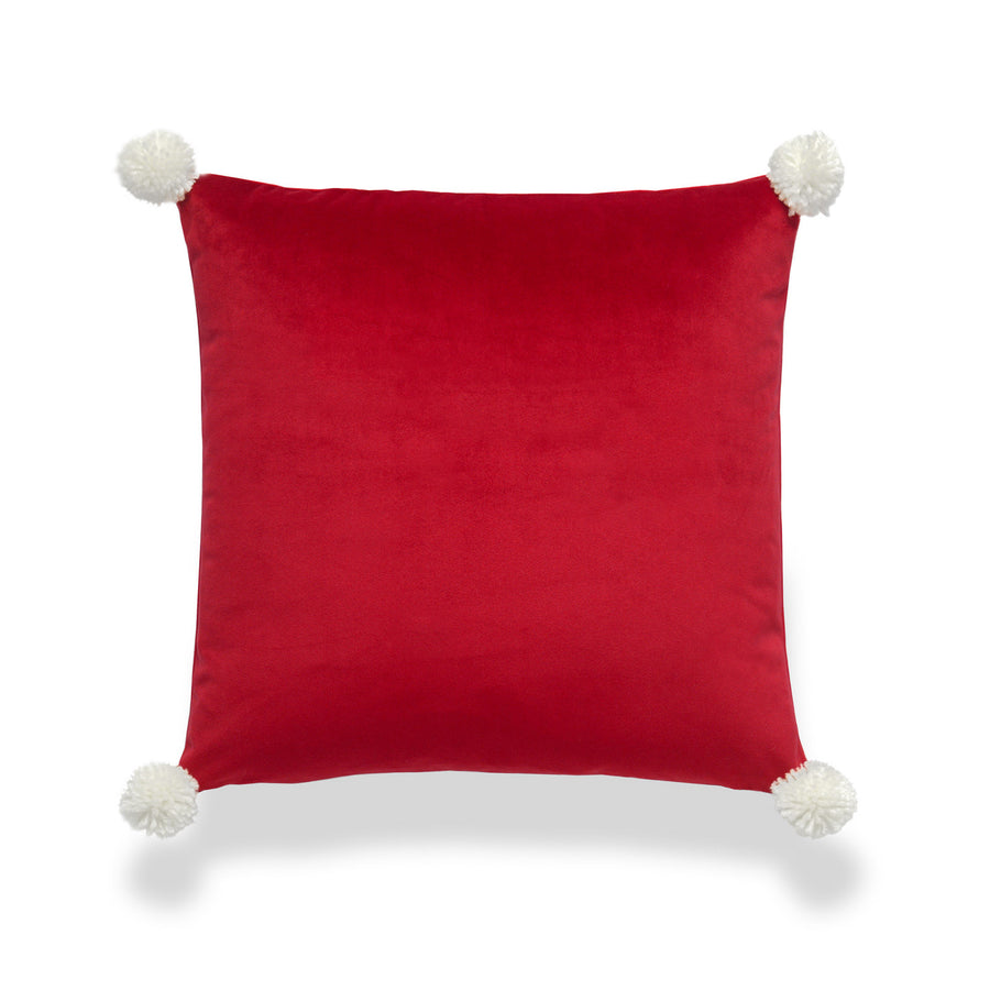Christmas Throw Pillow Cover, Velvet Red with Tassels, 18