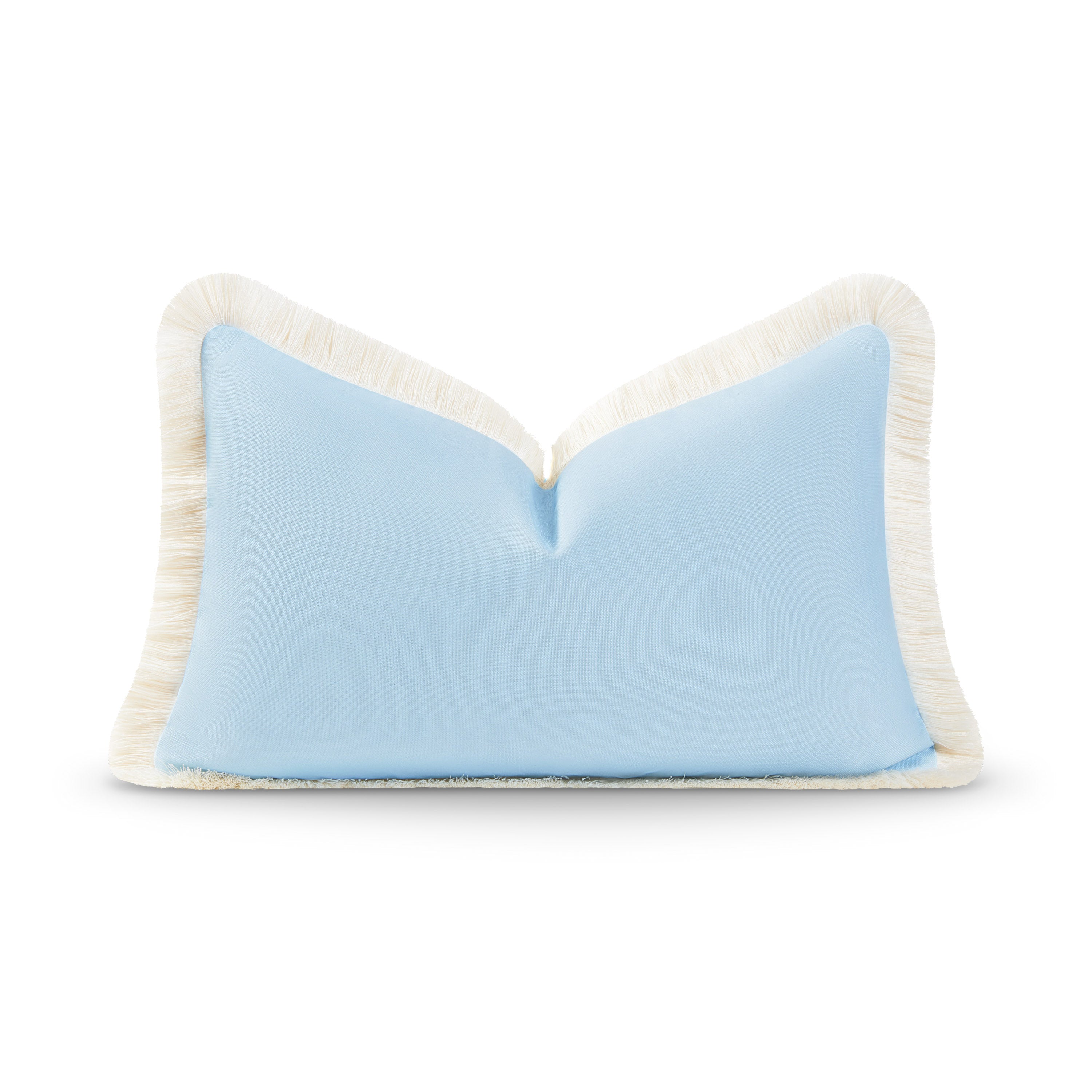 Coastal Baby Blue Outdoor Pillow Cover, Fringe | Hofdeco