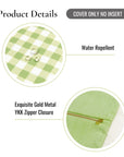 Coastal Indoor Outdoor Pillow Cover, Gingham Fringe, Green, 20"x20"