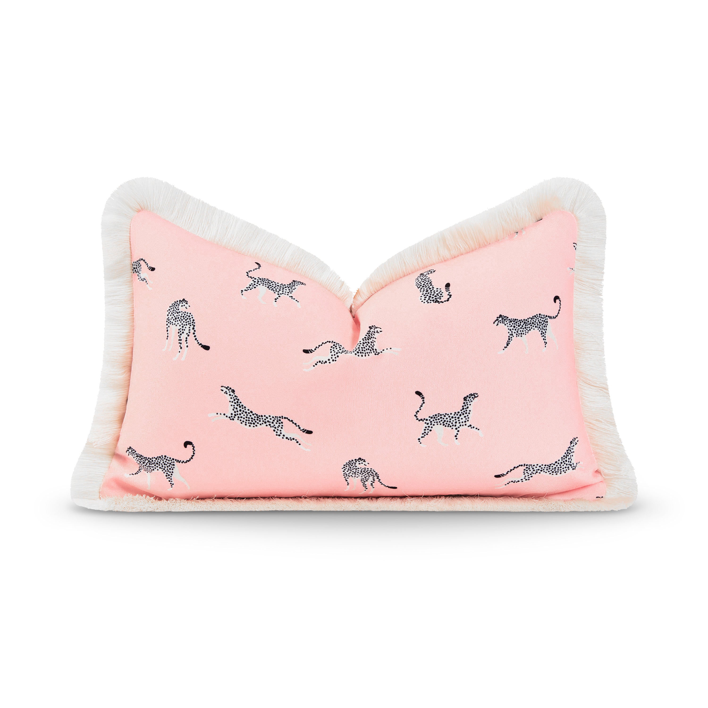 Tropical Cheetah Print Pillow Case, Leopard Fringe, Pink | Hofdeco