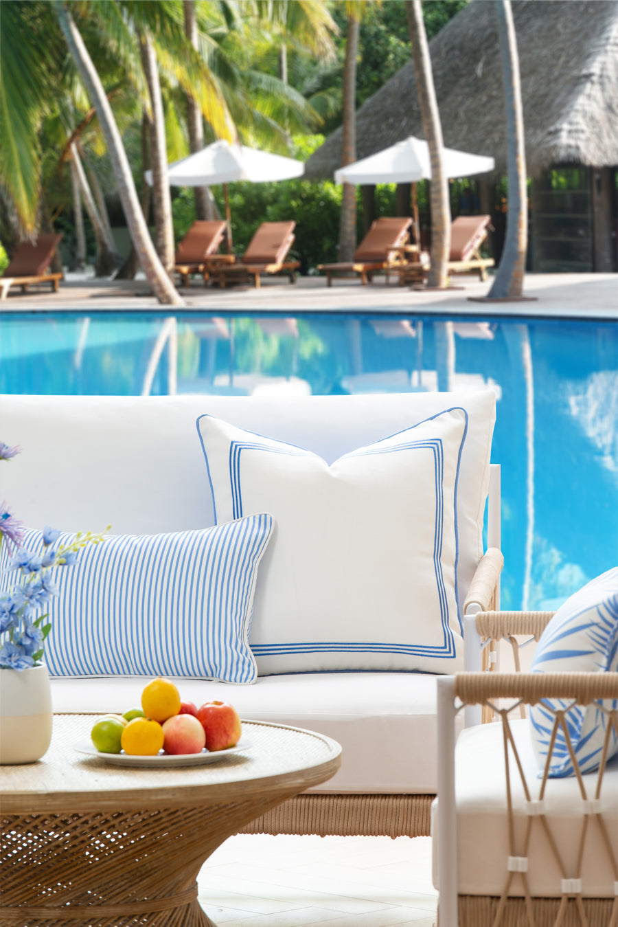 Coastal Indoor Outdoor Lumbar Pillow Cover, Stripe, Cornflower Blue, 12