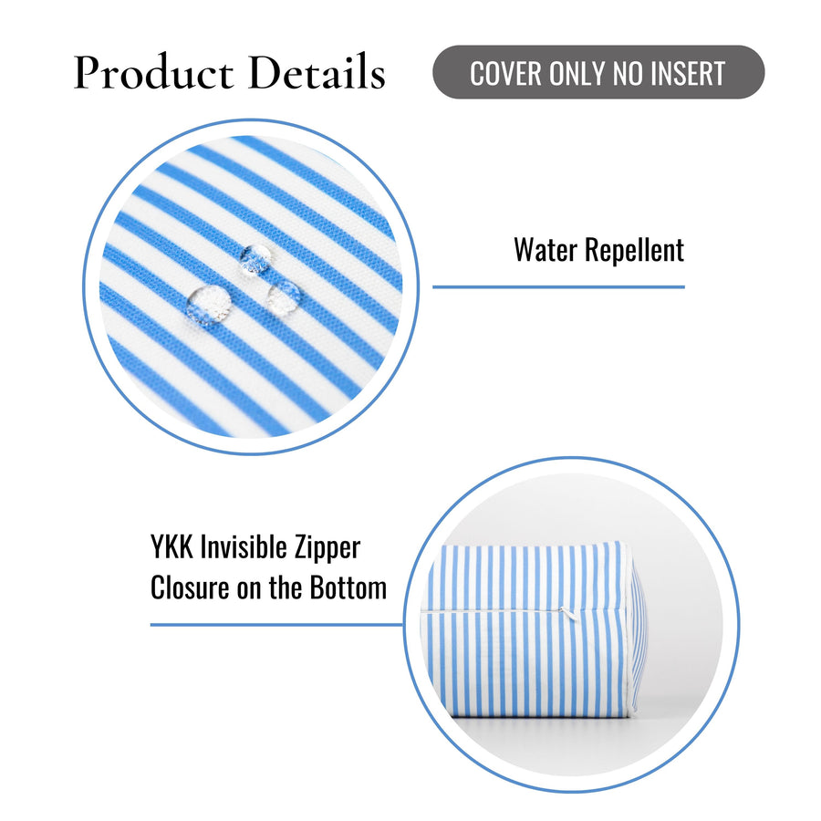 Coastal Indoor Outdoor Bolster Pillow Cover, Stripe, Cornflower Blue, 6