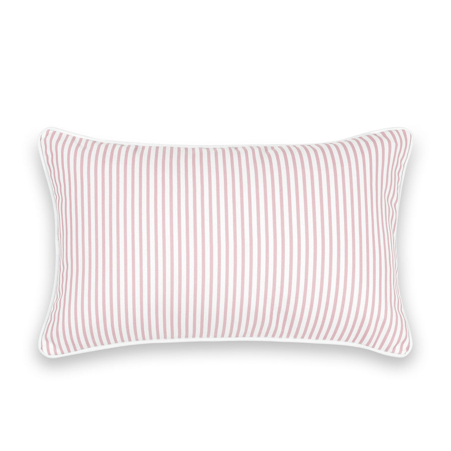 Coastal Indoor Outdoor Lumbar Pillow Cover, Stripe, Blush Pink, 12
