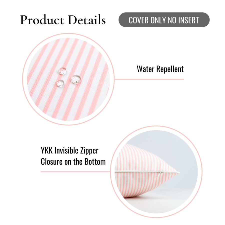Coastal Indoor Outdoor Lumbar Pillow Cover, Stripe, Blush Pink, 12