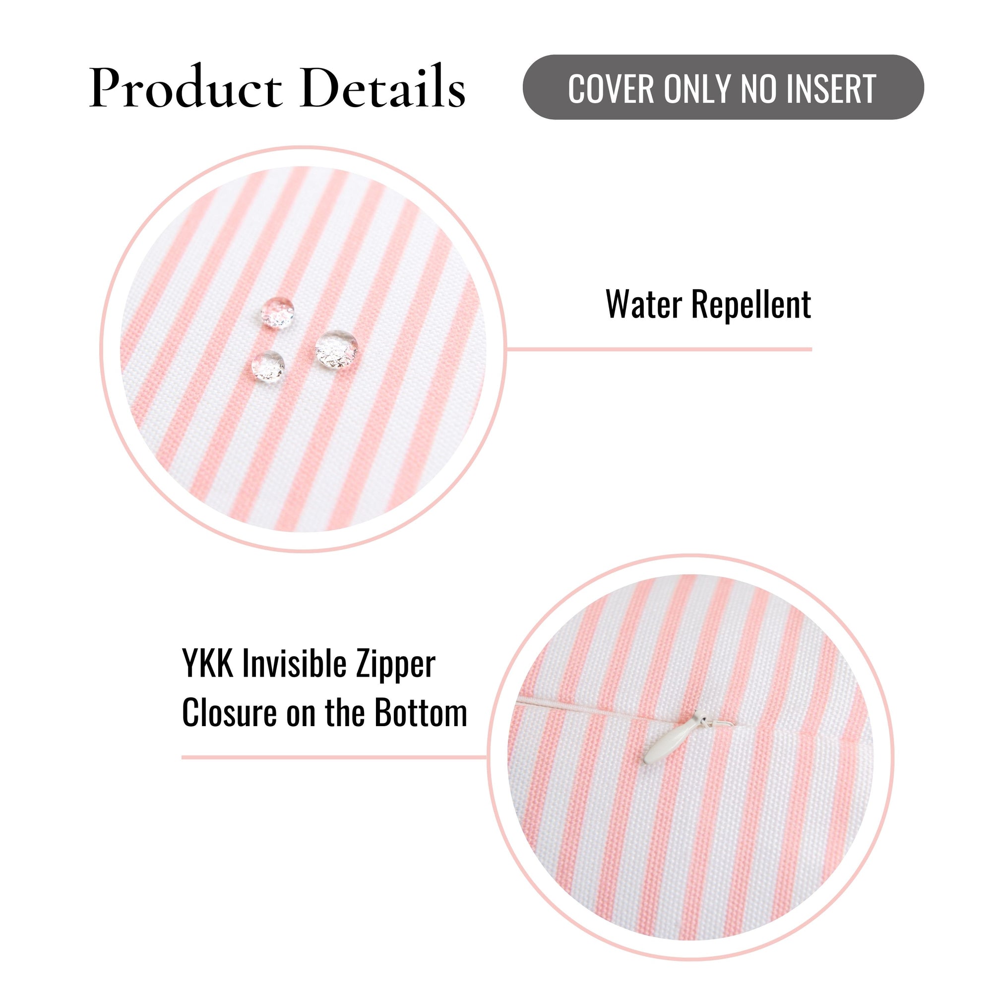 Coastal Indoor Outdoor Bolster Pillow Cover, Stripe, Blush Pink, 6&quot;x20&quot;