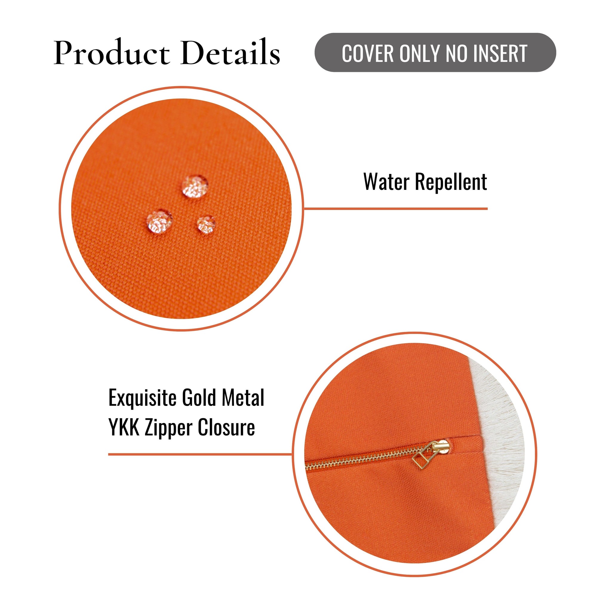 Fall Coastal Indoor Outdoor Pillow Cover, Solid Rust Orange Fringe, 20&quot;x20&quot;
