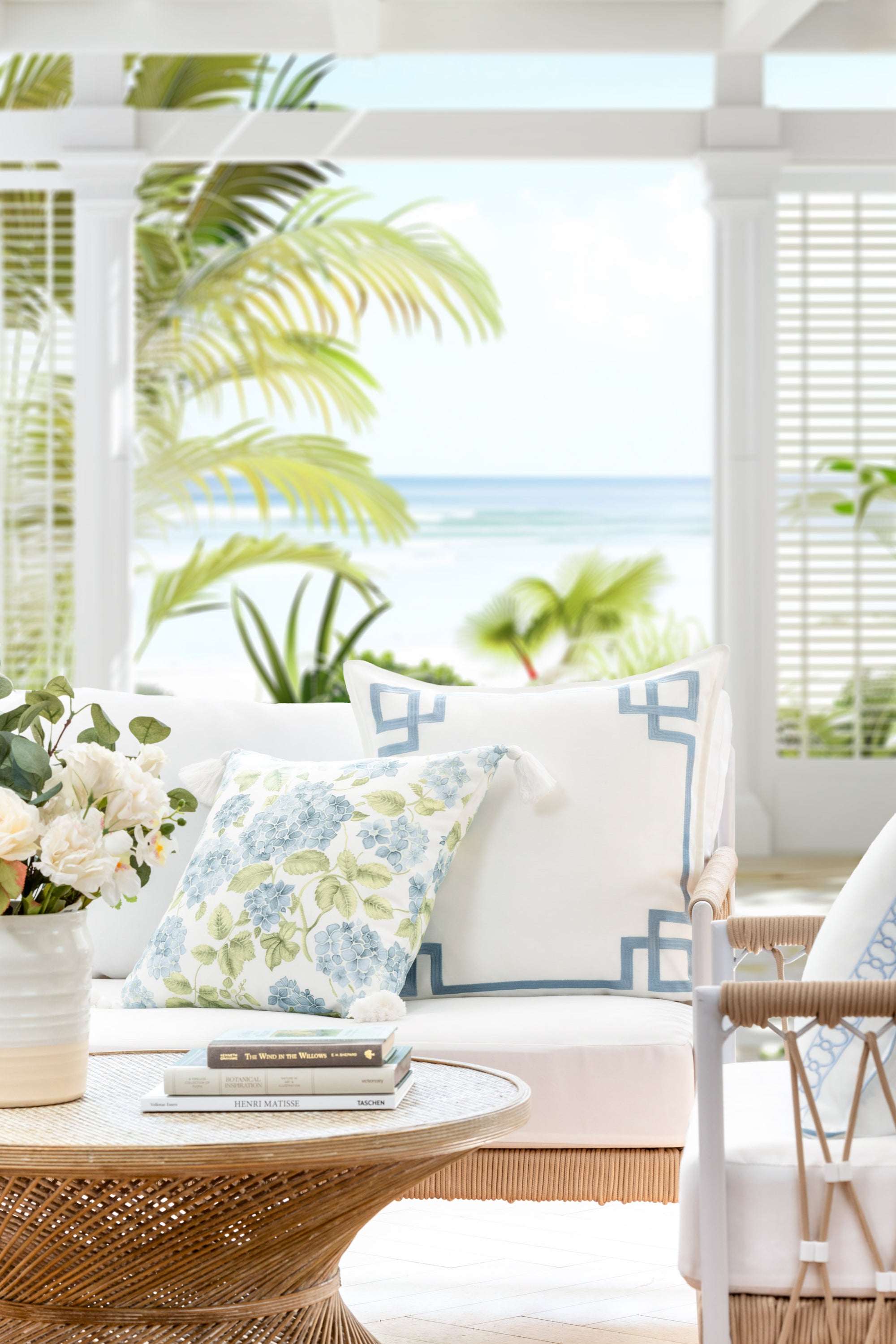 Coastal Indoor Outdoor Throw Pillow Cover Only, Frame Greek Key, Baby Blue, 20&quot;x20&quot;