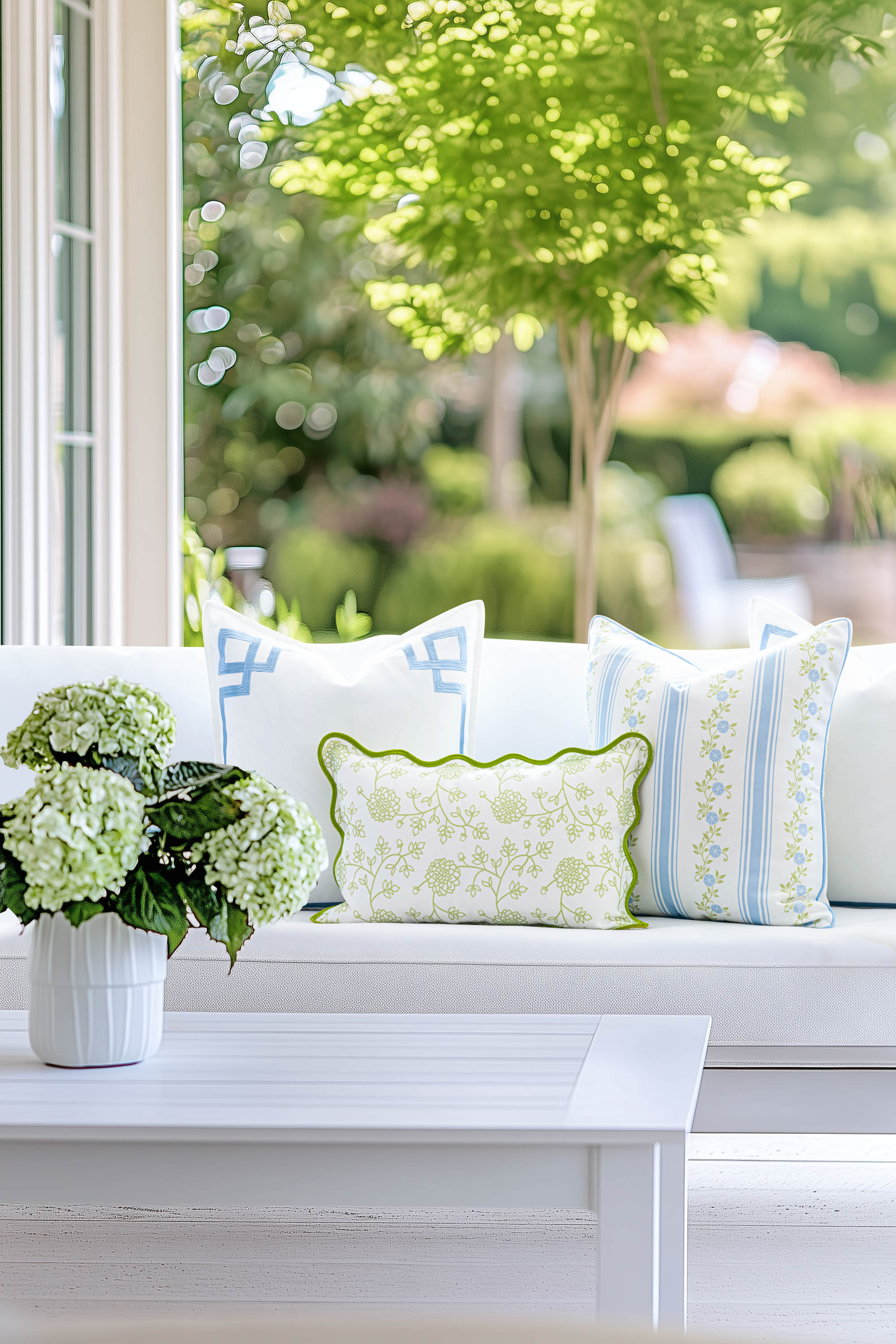 Coastal Indoor Outdoor Throw Pillow Cover Only, Frame Greek Key, Baby Blue, 20&quot;x20&quot;