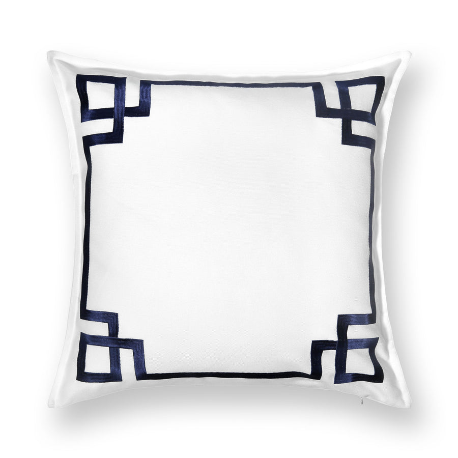 Coastal Indoor Outdoor Throw Pillow Cover Only, Frame Greek Key, Navy Blue, 20