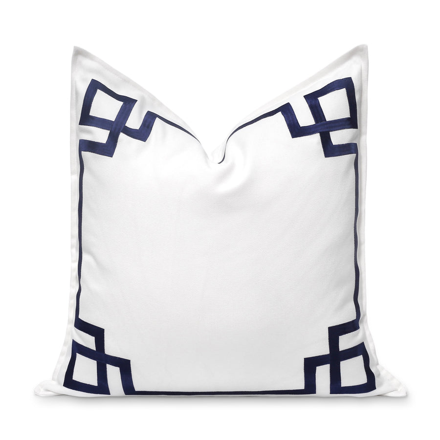 Coastal Indoor Outdoor Throw Pillow Cover Only, Frame Greek Key, Navy Blue, 20