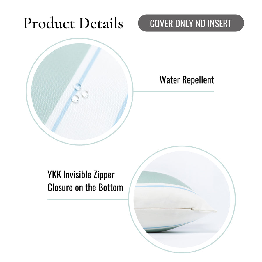 Coastal Indoor Outdoor Lumbar Pillow Cover, Stripes, Navy Blue Aqua, 12