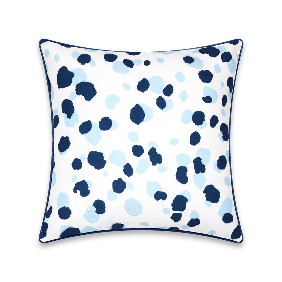 Coastal Indoor Outdoor Throw Pillow Cover, Leopard with Piping, Navy Blue, 20