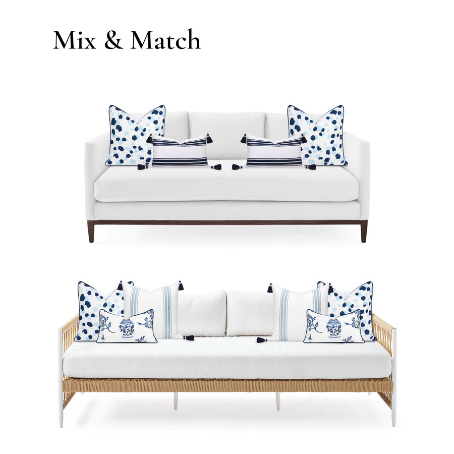 Coastal Indoor Outdoor Throw Pillow Cover, Leopard with Piping, Navy Blue, 20