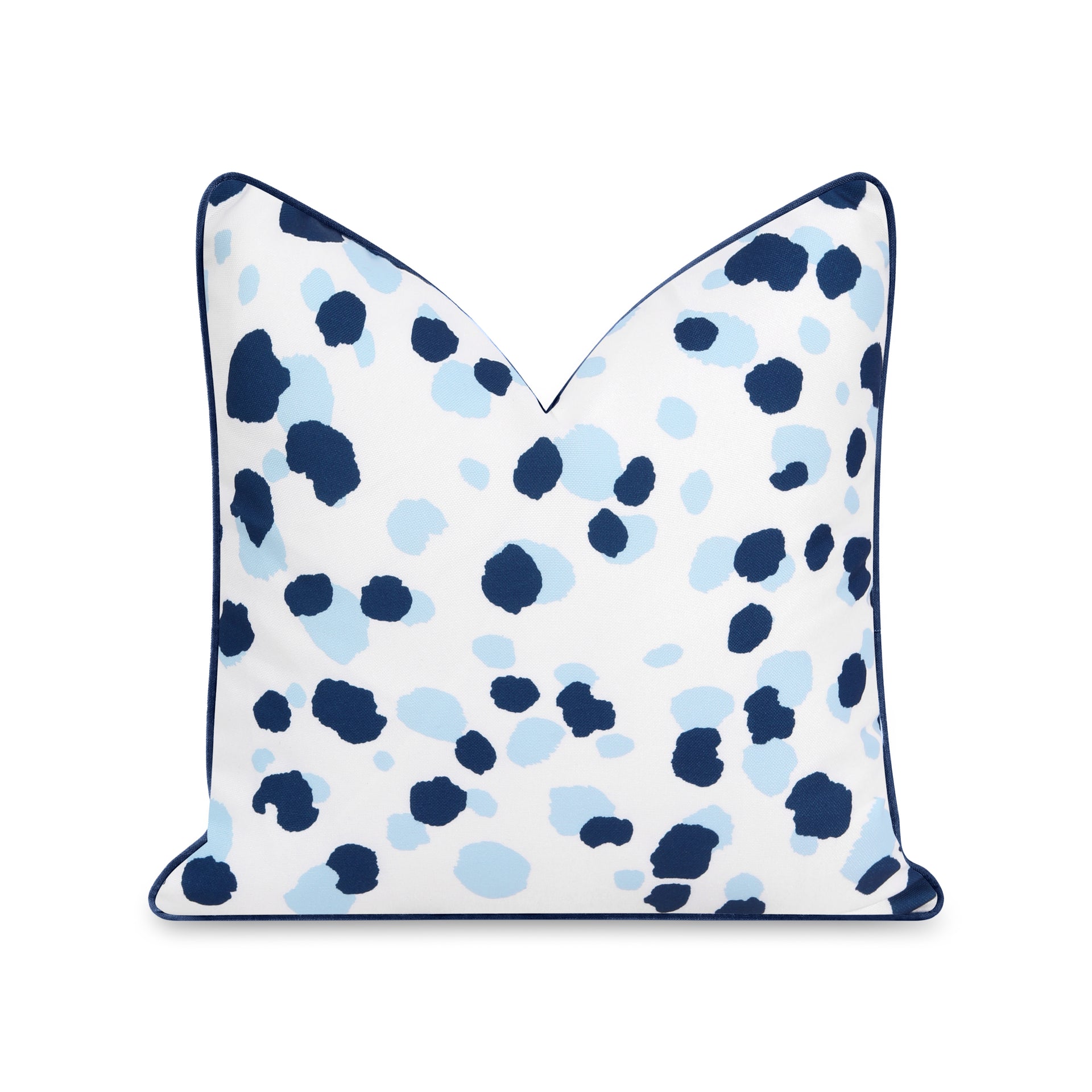 Coastal Indoor Outdoor Throw Pillow Cover, Leopard with Piping, Navy Blue, 20"x20"