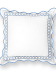 Coastal Indoor Outdoor Scalloped Throw Pillow Cover Only, Begonia Pattern Chain Frame, Baby Blue, 20"x20"