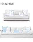 Coastal Indoor Outdoor Scalloped Throw Pillow Cover Only, Begonia Pattern Chain Frame, Baby Blue, 20"x20"
