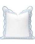 Coastal Indoor Outdoor Scalloped Throw Pillow Cover Only, Begonia Pattern Chain Frame, Baby Blue, 20"x20"