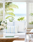 Coastal Indoor Outdoor Scalloped Throw Pillow Cover Only, Begonia Pattern Chain Frame, Baby Blue, 20"x20"