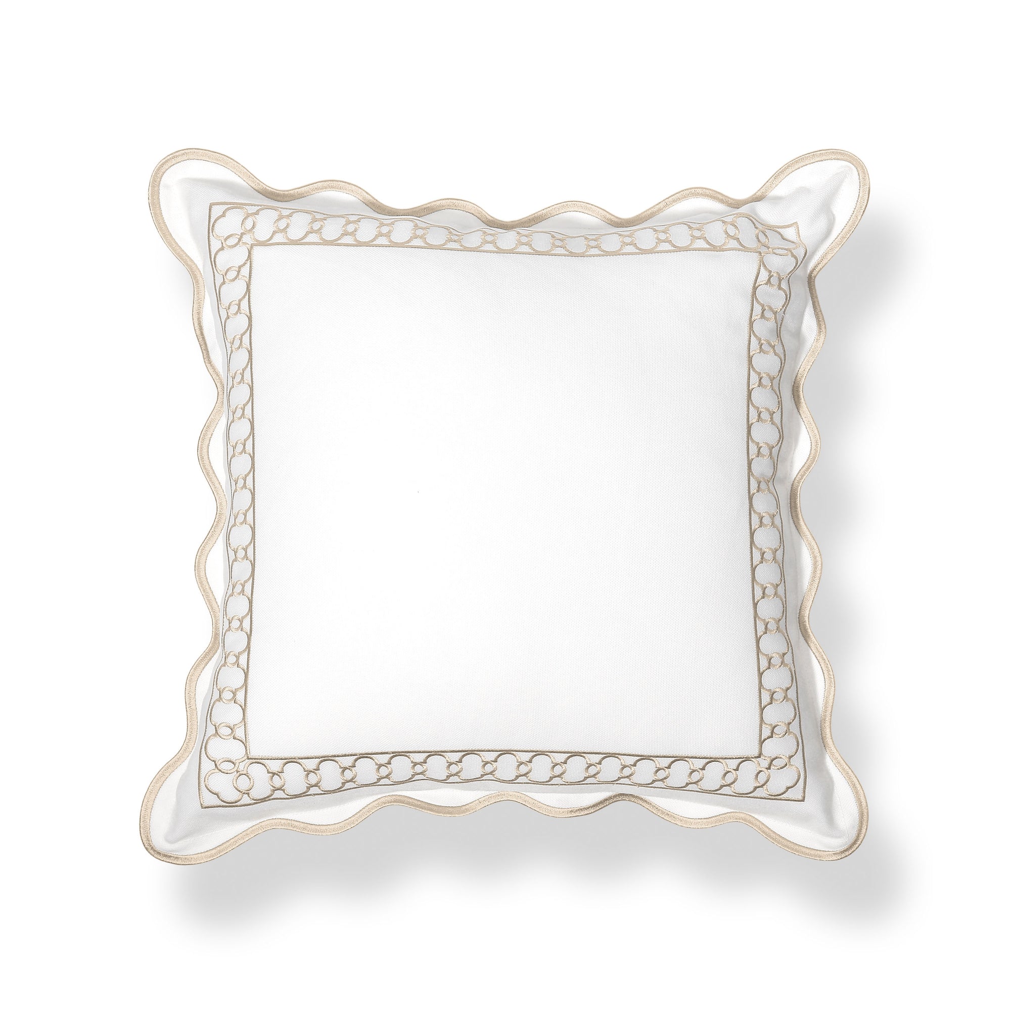 Hanverge Begonia Frame, Indoor/Outdoor Tan Throw Pillow Cover, with Scalloped Border, 20&quot;x20&quot;