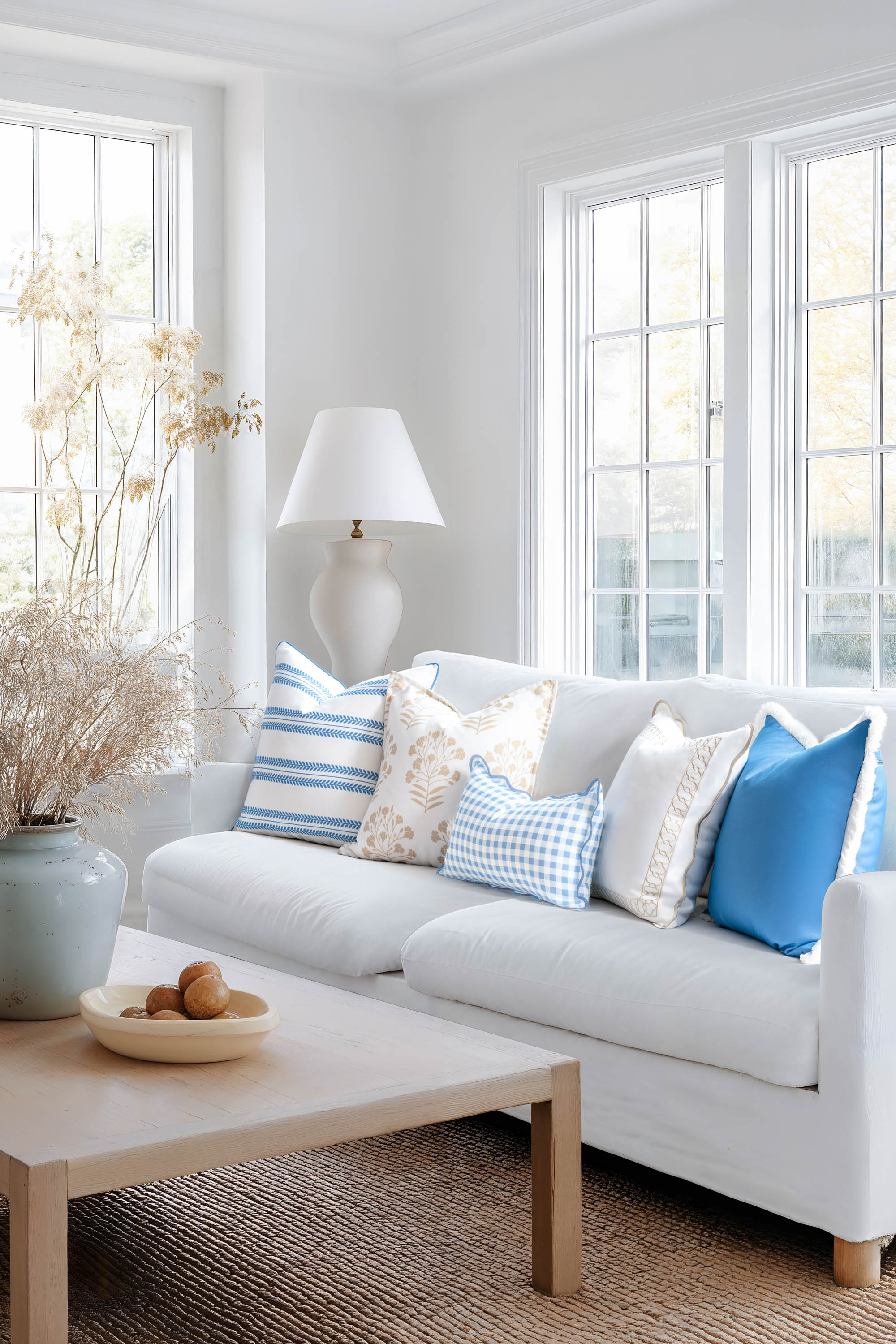 Hanverge Begonia Frame, Indoor/Outdoor Tan Throw Pillow Cover, with Scalloped Border, 20&quot;x20&quot;