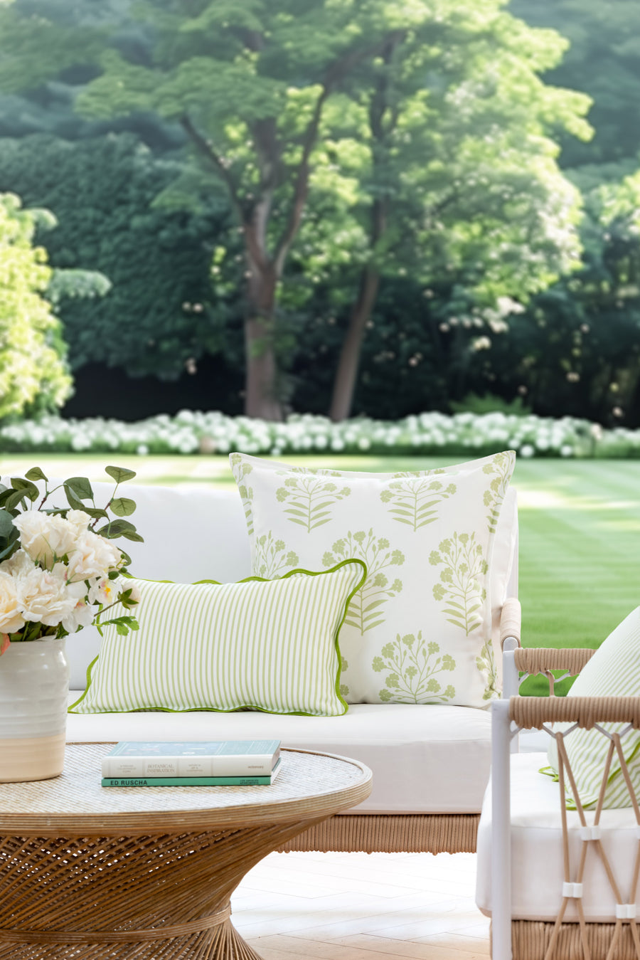 Coastal Indoor Outdoor Throw Pillow Cover Only, Floral, Green, 20