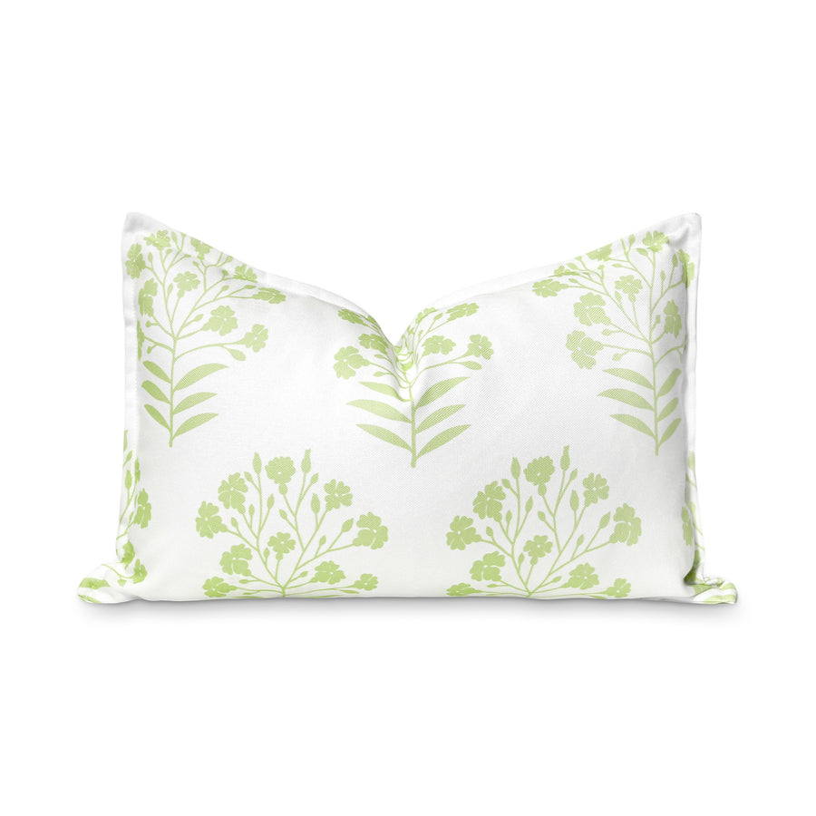 Coastal Indoor Outdoor Lumbar Pillow Cover Only, Floral, Green, 12